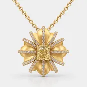 0.83ct Fancy Yellow Cushion Diamond Flower Medallion Pendant VVS2 GIA