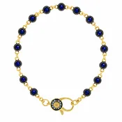 7" Blue CZ Bezel Charm Bar Bracelet