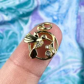 13x11mm Hummingbird Rhinestone Charm 18k Gold Plt
