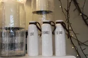 White Bottle Decoration with Leather Strap