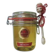 BREZZO – Raw Acacia Honey in Gift jar with wooden Honey Dipper – 14.1 oz