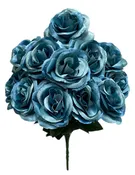 17" Satin Open Rose Bush ( INT398-#38 Teal )
