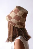 Alémais Michelle Raffia Checked Bucket Hat