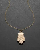 Antique 1910s 14k Gold Hand Etched Unique Shape Locket Pendant Necklace