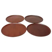 Collection of Four Large Swedish Modern Round Teak Trays