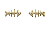 14kt and Diamond Fish Studs and Dog Bones