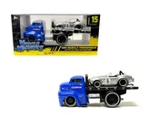 11548/BLUE-SILVER – 1:64 1950 Ford COE Flatbed + 1964 Shelby Cobra – Blue/Silver