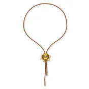 AMBER CRYSTAL SUNSTONE BOLO NECKLACE