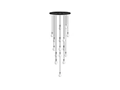 33" Round Metal Base Cascading Chandelier with 17 White Globes