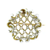 18K Enamel and Pearl Pin