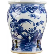 Classic Porcelain - BLUE AND WHITE FLOWER AND BIRD GARDEN STOOL