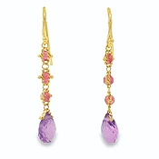 Amethyst & Spinel "Textile" Earrings by Amali