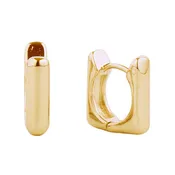 14K Gold-Dipped Rectangular Hoop Huggie Earrings