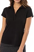Black Short Sleeve Ruffle Polo