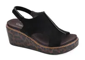 Corkys Carley Black Leopard Platform Wedge Sandal
