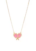 Pink Enamel Pickleball Necklace with Gold Outline – Elegant Pickleball Paddle Pendant Jewelry