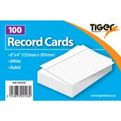 100 Sheets 6×4\” White Record Cards Ruled