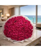 100 Hot Pink Wrapped Bouquet