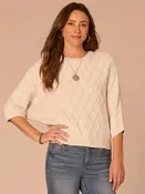 3/4 Dolman Sleeve Grid Stitch Sweater