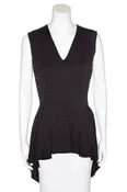 Alexander McQueen Black Print V-Neck Hi-Lo Sleeveless Top SZ 42