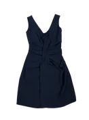 ADOLFO DOMINGUEZ Size S NAVY RUCHED SLEEVELESS V DRESS