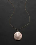 Antique 1800s 10k Gold Shell & 10k Gold Fill Hand Etched Locket Necklace
