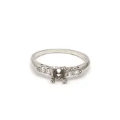 0.04 Carat Old European Cut Diamond Platinum Semi Mount Ring