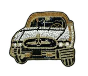 Mercedes Emblem Sequin & Bead Appliqué Patch — 7" x 5.75" Vintage Car Badge