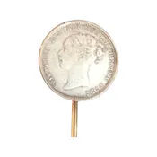 Antique Silver British Victoria Silver Coin Hat Pin