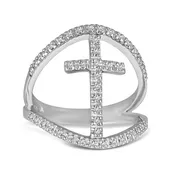 0.10ct Diamond Cross Ring in 925 Sterling Silver (RA3045AD)