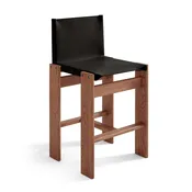 Afra & Tobia Scarpa Leather and Wood Monk Counter Stool