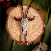 Longhorn - Beaded Bolo Tie with Western Cowboy Design