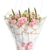 Pink Rose Hand-Tied Bouquet in Premium Gift Wrap | Same Day Delivery Miami