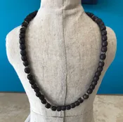 Small Brown Wood w/Silver Necklace