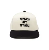 Two Tone Cap -  Tattoos Are Trashy - Black/Beige