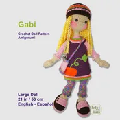 21 inch crochet doll pattern PDF, Large amigurumi doll, Gabi
