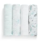 100% Cotton Muslin Baby Receiving Blankets - 4 Pack