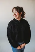 Cable-Knit Ribbed Turtleneck Sweater- Black