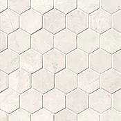 Arctic White Brushed Marble Hex Mosaic Wall and Floor Tile - 2 in.