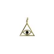 14K Gold Blue Sapphire Evil Eye Triangle Charm