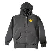 Men's Black SEXY Wings #Throwback Zip-Up Hoodie with Orange & Yellow Design