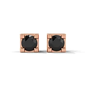 0.08 Carat Round Cut Black Diamond Stud Earrings in Rose Gold