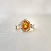 10K Gold Citrine Duchess Diamond Ring