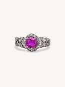 Art Deco 1.55 Carat Cushion Cut Untreated Burmese Ruby and Diamond Vintage Ring