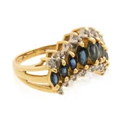 14k Gold Diamond and Sapphire Ring