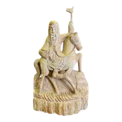 1970s Burmese Wood Figure of Man and Horse
