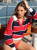 Alexa Rugby Stripe Polo Pullover