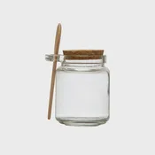 12 OZ. GLASS JAR CORK LID & WOOD SPOON
