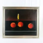 D. Veneziani (Italian, 20th Cent) Still Life Oil on Canvas Apples Painting c1970 Lee Dowdy Antiques