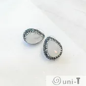 Agate with Pave Crystals Stud Earrings